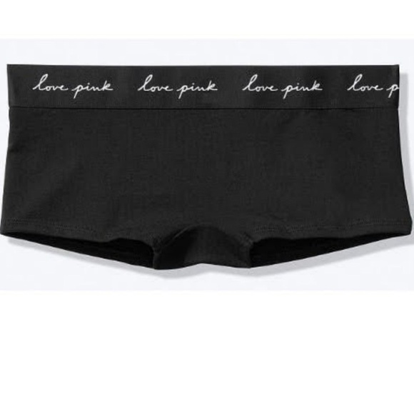 Victoria's Secret Other - XS Victoria's Secret PINK Boyshort All Black with Love Pink Scripted on Waist